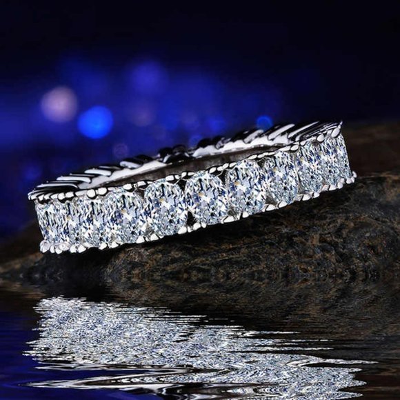 Finger Ring Zircon Silver Fashion CZ Eternity Rings For Woman, HA4085-6 - Picture 2 of 2